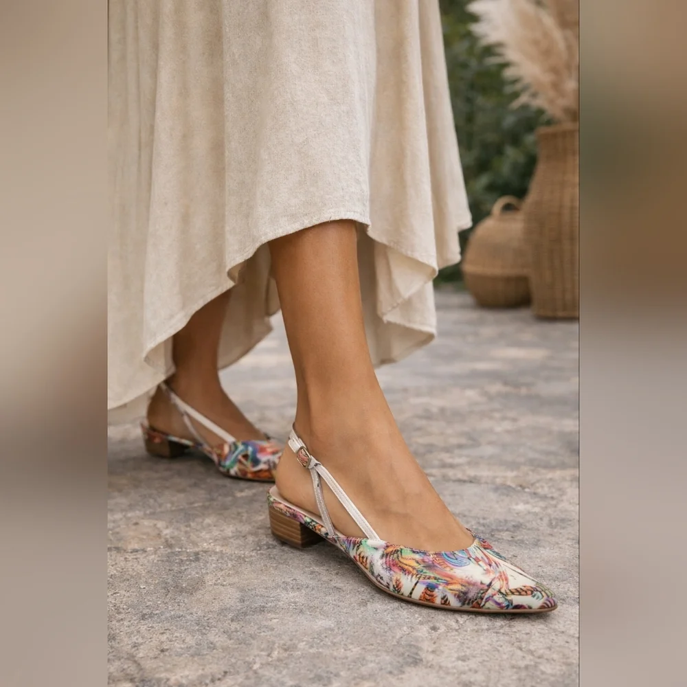 Peter Kaiser Tropical Floral Slingback Flats -Vibrant  Multicolor.7.5US - Picture 2 of 15